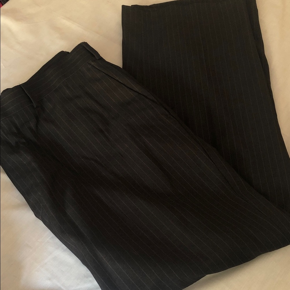 Perry Ellis Black Pinstripe Flat-Front Dress Pants